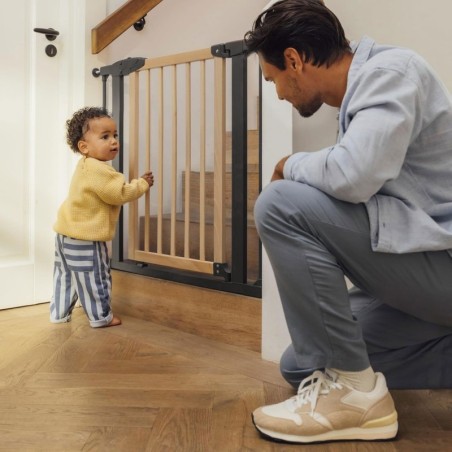 Turvavärav 74-130 cm, treppidele ja ustele, metall ja puit, lisapaneelid