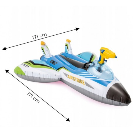 Täispuhutav madrats veepüstoliga lennuk, roheline INTEX