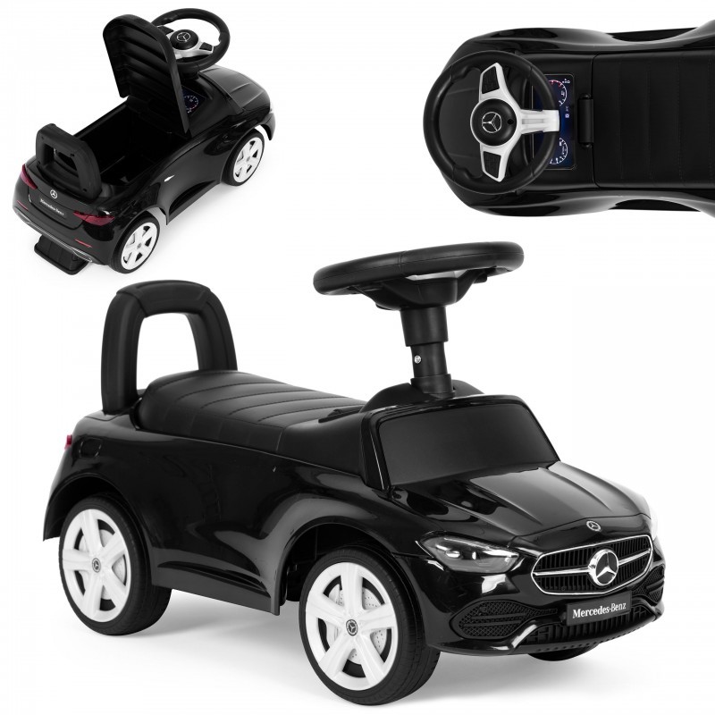 Mercedes C KLASS tõukeauto, interaktiivne rool, helid, must