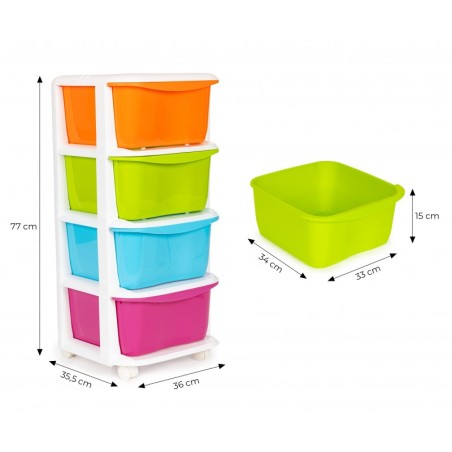 Sahtlitega panipaik 4 väljatõmmatavat plastikust sahtlit