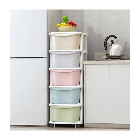 Ratastel plastik riiul, väljatõmmatavad sahtlid