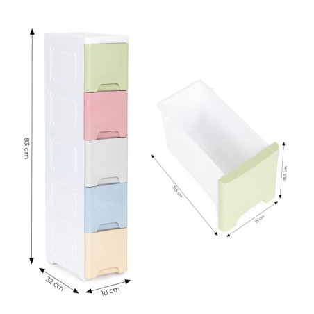 5 väljatõmmatava sahtliga riiul koos ratastega