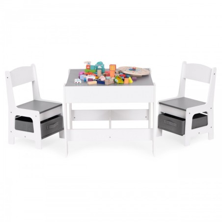 Lastemööbli komplekt, laud + 2 tooli, kriiditahvel