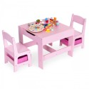 Lastemööbli komplekt – laud + 2 tooli koos tahvliga, roosa