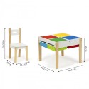 Puidust lastemööbli komplekt: laud + 2 tooli lego