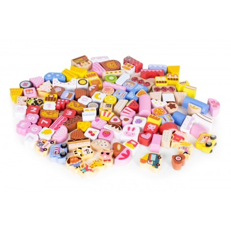 Õppe-puitklotside komplekt - Candy city 116 tk