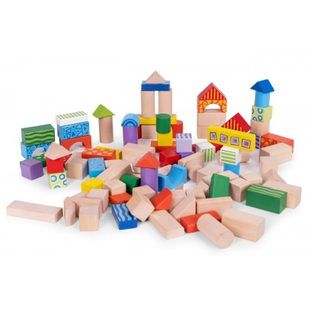 Puidust klotsid lastele, 100 tk, sorteerija ämber