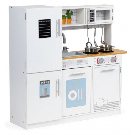 Puidust mänguköök lastele LED-valgustiga + potid