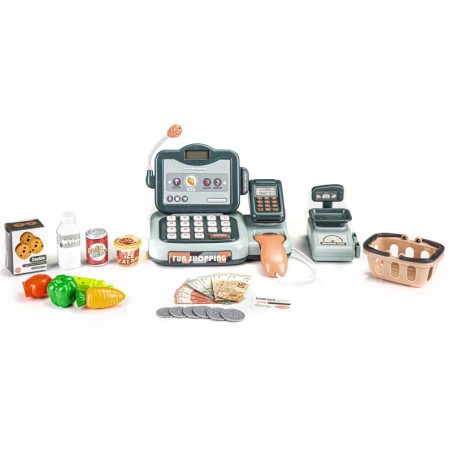 Kaupluse kassaaparaat, tooted, skanner, kalkulaator, helid