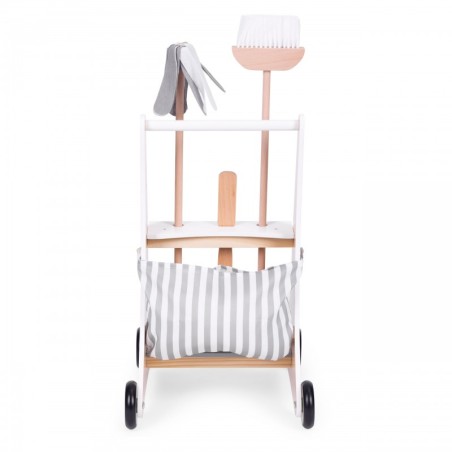 Puidust puhastuskomplekt koristamise käru beež