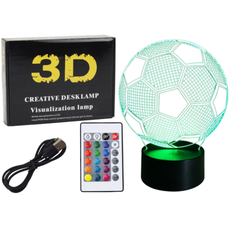 Juhtmeta lamp 3D LED jalgpall puldiga