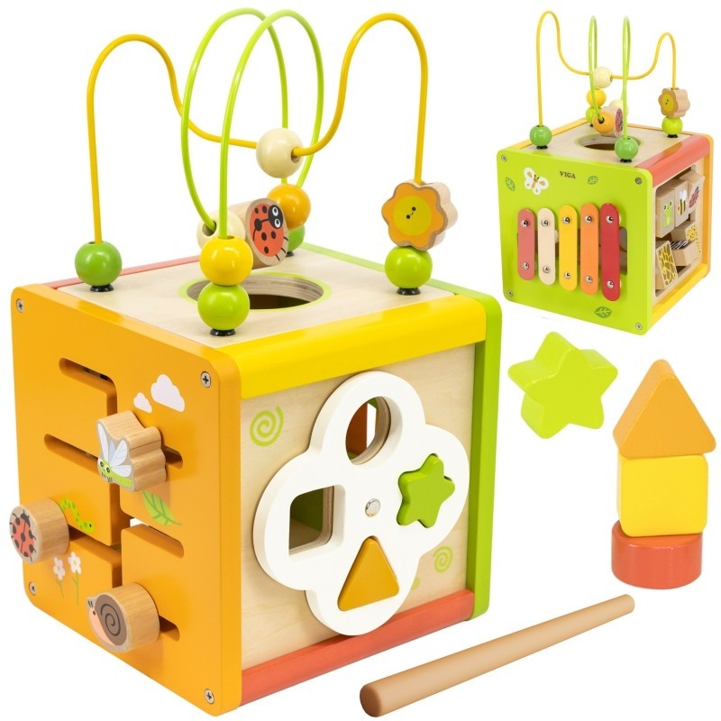 Puidust tegeluskuubik 5in1