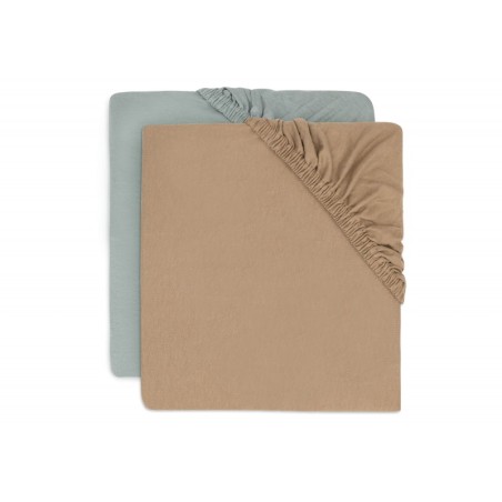 Kummiga voodilinad jersey 60x120 cm, 2 tk, Sea Green/Biscuit