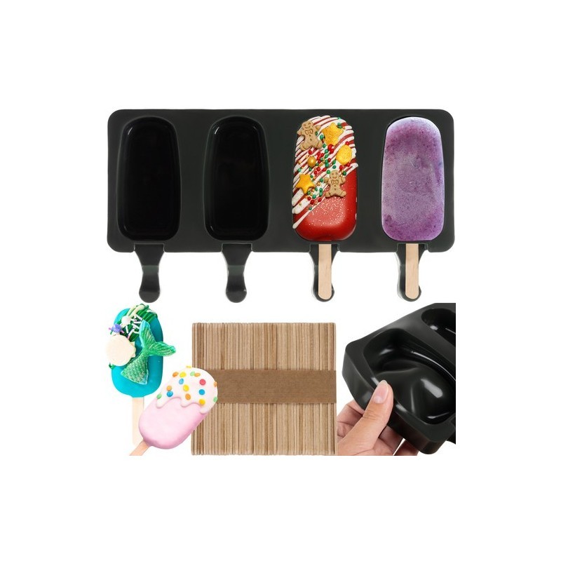 Jäätisevorm silikoonist + jäätisepulgad