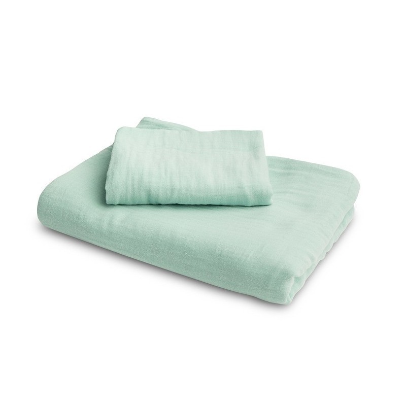 Voodipesukomplekt musliin piparmünt 100x135 cm