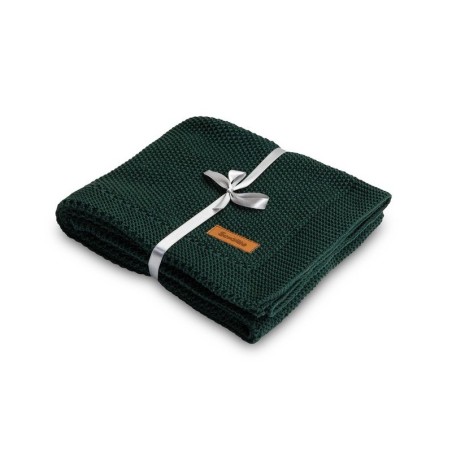 Kootud puuvillane tekk 80x100cm, tumeroheline