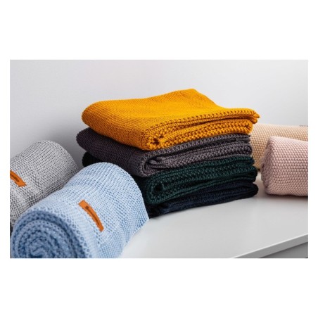 Kootud puuvillane tekk 80x100cm, sinep