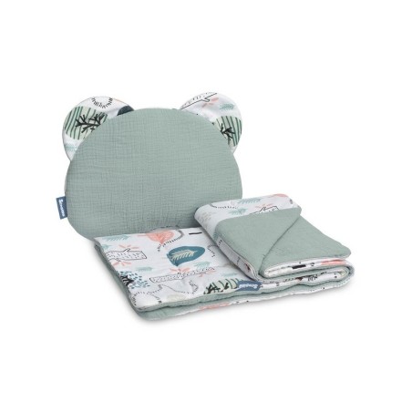 MUSLIIN BEEBI TEKI JA PADJA KOMPLEKT - SIIL SMARAGD