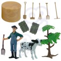 Minifarmikomplekt Traktor, Loomad, Farmi asula, Farmeri tööriistad