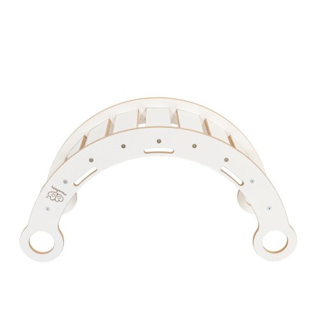 Väike puidust Dream Rocker tasakaalukiik ronimiskaar, valge, beeži padjaga