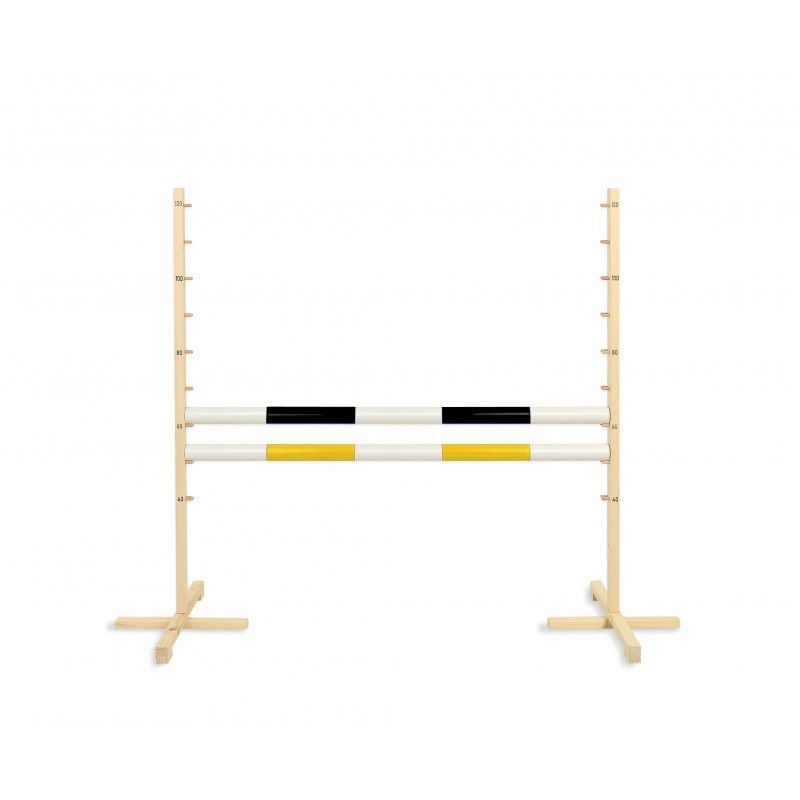 Hüppetakistus hobihobusele 120cm, kaks tala kollane ja must