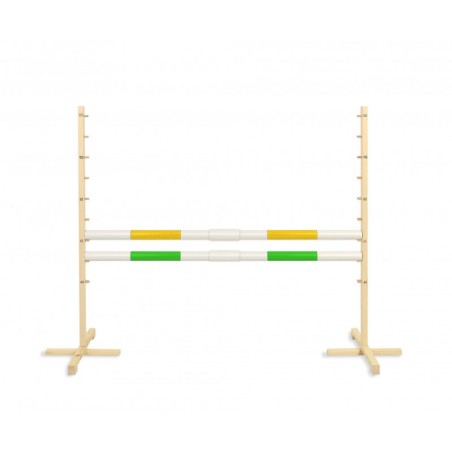Hüppetakistus hobihobusele 160cm, kõrgus 120 cm, kaks tala kollane ja roheline