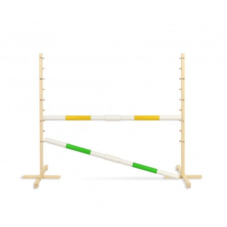 Hüppetakistus hobihobusele 160cm, kõrgus 120 cm, kaks tala kollane ja roheline