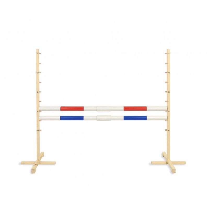 Hüppetakistus hobihobusele 160cm, kõrgus 120 cm, kaks tala punane ja sinine