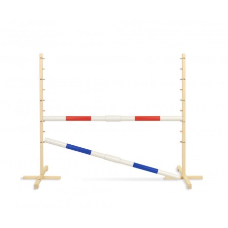 Hüppetakistus hobihobusele 160cm, kõrgus 120 cm, kaks tala punane ja sinine