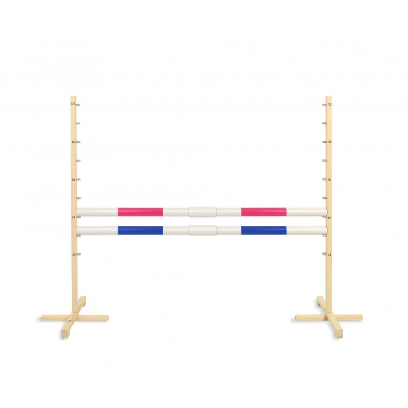 Hüppetakistus hobihobusele 160cm, kõrgus 120 cm, kaks tala roosa ja sinine