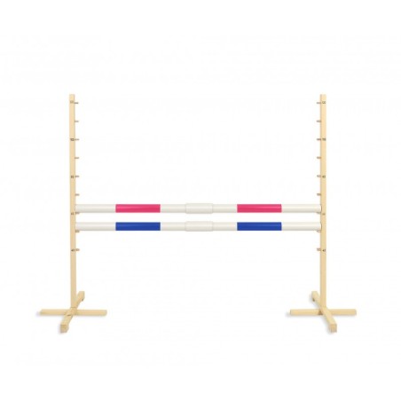 Hüppetakistus hobihobusele 160cm, kõrgus 120 cm, kaks tala roosa ja sinine