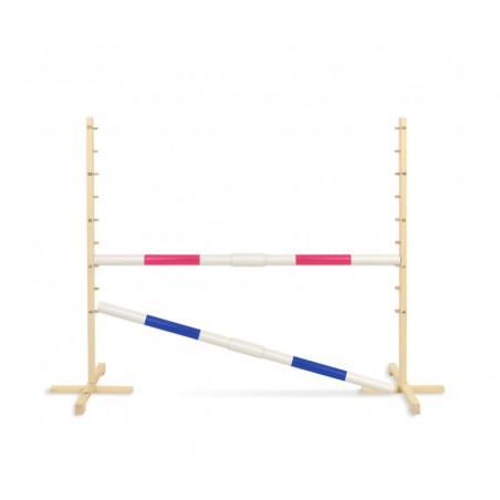 Hüppetakistus hobihobusele 160cm, kõrgus 120 cm, kaks tala roosa ja sinine
