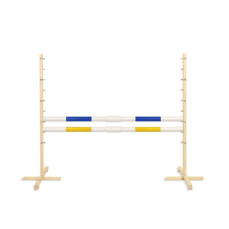 Hüppetakistus hobihobusele 160cm, kõrgus 120 cm, kaks tala kollane ja sinine