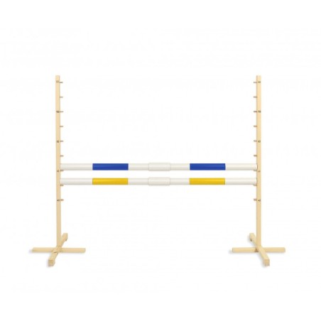 Hüppetakistus hobihobusele 160cm, kõrgus 120 cm, kaks tala kollane ja sinine