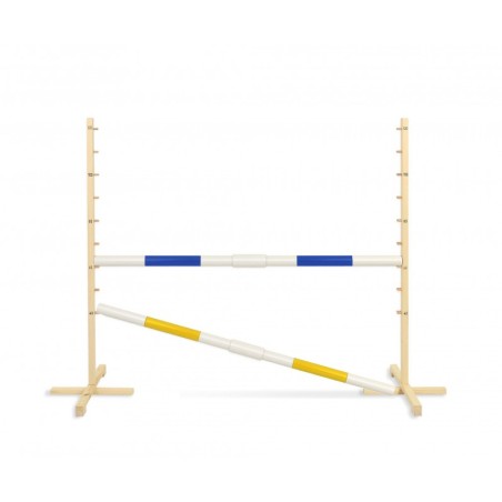Hüppetakistus hobihobusele 160cm, kõrgus 120 cm, kaks tala kollane ja sinine