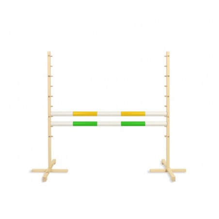 Hüppetakistus hobihobusele 120cm, kaks tala roheline ja kollane