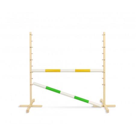 Hüppetakistus hobihobusele 120cm, kaks tala roheline ja kollane