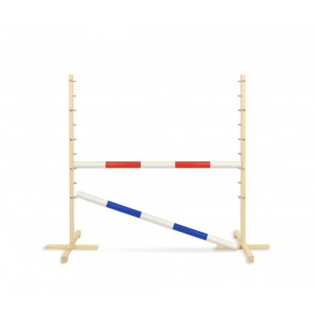 Hüppetakistus hobihobusele 120cm, kaks tala sinine ja punane