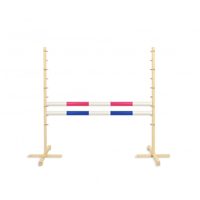 Hüppetakistus hobihobusele 120cm, kaks tala sinine ja roosa