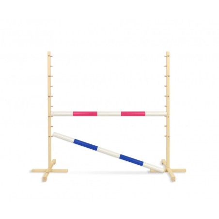 Hüppetakistus hobihobusele 120cm, kaks tala sinine ja roosa