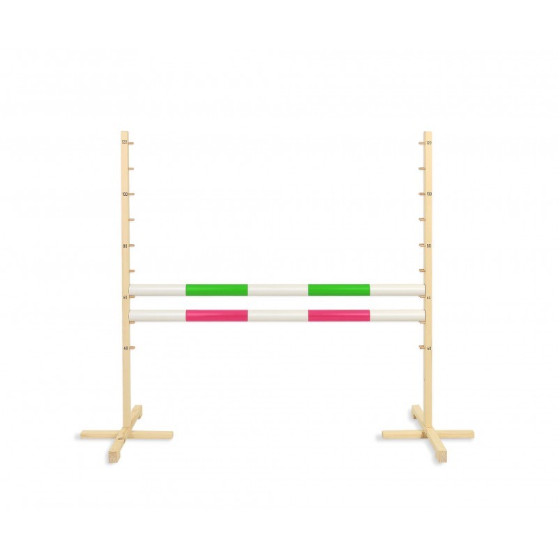 Hüppetakistus hobihobusele 120cm, kaks tala roheline ja roosa