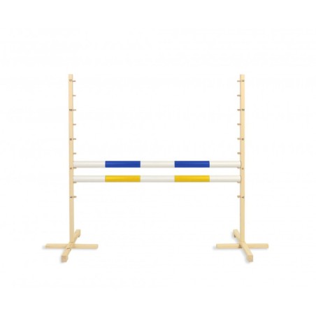 Hüppetakistus hobihobusele 120cm, kaks tala kollane ja sinine