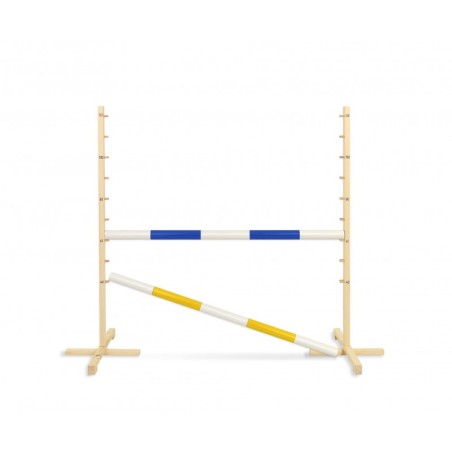 Hüppetakistus hobihobusele 120cm, kaks tala kollane ja sinine