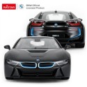 RC puldiga auto Rastar BMW i8 1:14 avatavate ustega, must