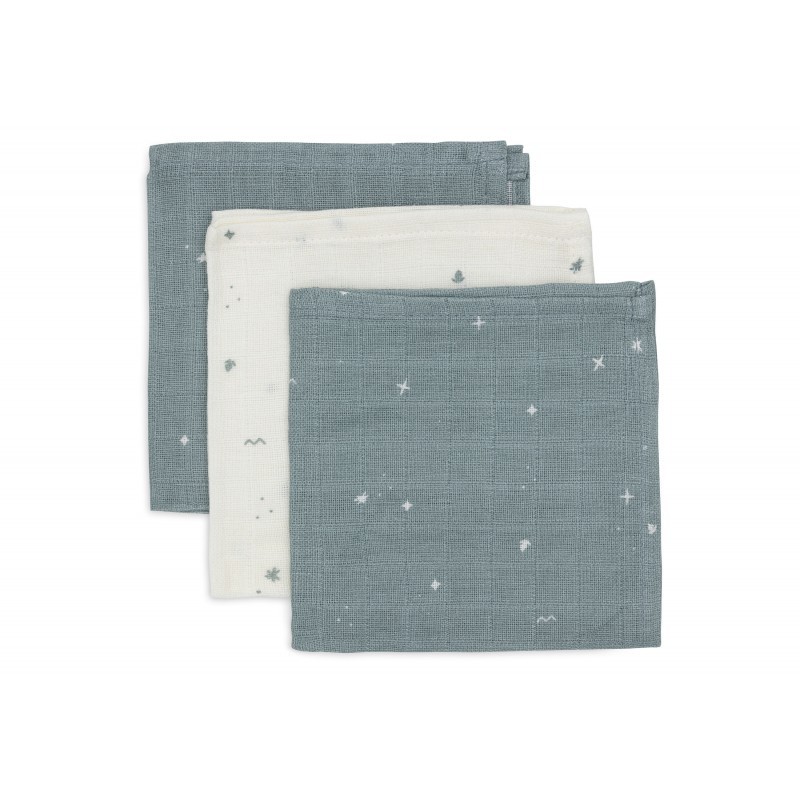 Musliin lapid 3 tk, 31x31 cm, Twinkling - Sea Green