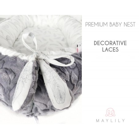 Premium beebipesa, bambus, stones pink/silver