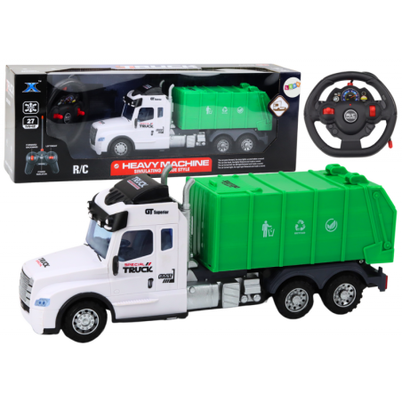 RC puldiga prügiauto, helid ja tuled, roheline