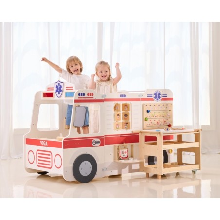 Suur puidust kiirabi komplekt mängunurk, 25 osa