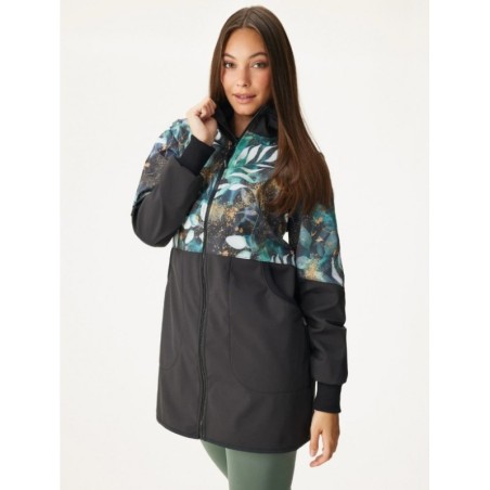Naiste softshell mantel, must/Leaves and Twigs