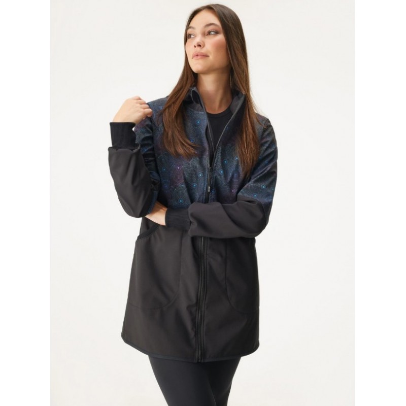 Naiste softshell mantel, must/Dark Mandala